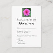 ホットピンクの菊の花の結婚式招待状の返信カード エンクロージャーカード (正面)