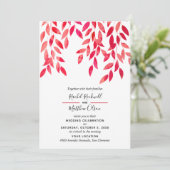 ホットピンクの葉のつる植物結婚式招待状 (スタンド正面)