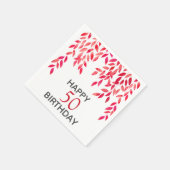 ホットピンクの葉の誕生日パーティー スタンダードカクテルナプキン (角)