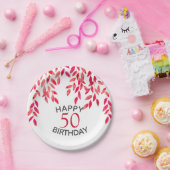 ホットピンクの葉の誕生日パーティー ペーパープレート (パーティー)
