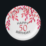 ホットピンクの葉の誕生日パーティー ペーパープレート<br><div class="desc">熱いピエレガントック、赤とオレンジの色合いの葉色彩の鮮やかハッピーバースデーは、任意の年齢、フレームのレタリングとシックな誕生日のゲストの誕生日の年齢に最適。葉の後ろの白い色を任意の色に変更して、パーティーテーマに合わせる。**TIP：情報の追クリック加、削除、移動および位置合わせ、フォントの変更、フォントの色および背景色の変更を行うカスタマイズカスタマイズ（またはカスタマイズ時にはさらにリンク）ボタン。COORDINATINGアイテムは当店で利用可能 – -> http://bit.ly/2vJDUbf <----</div>