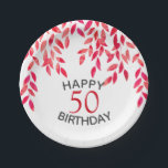 ホットピンクの葉の誕生日パーティー ペーパープレート<br><div class="desc">熱いピエレガントック、赤とオレンジの色合いの葉色彩の鮮やかハッピーバースデーは、任意の年齢、フレームのレタリングとシックな誕生日のゲストの誕生日の年齢に最適。葉の後ろの白い色を任意の色に変更して、パーティーテーマに合わせる。**TIP：情報の追クリック加、削除、移動および位置合わせ、フォントの変更、フォントの色および背景色の変更を行うカスタマイズカスタマイズ（またはカスタマイズ時にはさらにリンク）ボタン。COORDINATINGアイテムは当店で利用可能 – -> http://bit.ly/2vJDUbf <----</div>