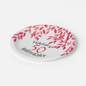 ホットピンクの葉の誕生日パーティー ペーパープレート (アングル)