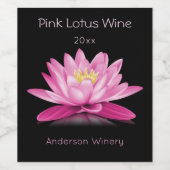 ホットピンクの蓮の花 ワインラベル (シングルラベル)