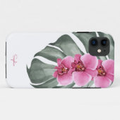 ホットピンクの蘭あなたの名前と熱帯フローラ Case-Mate iPhoneケース (裏面(横))