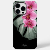 ホットピンクの蘭あなたの名前と熱帯フローラ Case-Mate iPhoneケース (裏面)
