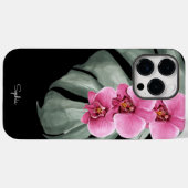 ホットピンクの蘭あなたの名前と熱帯フローラ Case-Mate iPhoneケース (裏面 (横))