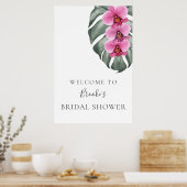 ホットピンクの蘭を使ったウェディングシャワーのお出迎え ポスター (キッチン)