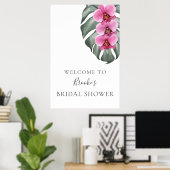 ホットピンクの蘭を使ったウェディングシャワーのお出迎え ポスター (ホームオフィス)