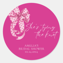 ホットピンクの蝶結び 彼女は結婚する ブライダルシャワー ラウンドシール