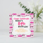 ホットピンクの車輪ビンテージカーズトラックスクーターズワゴン 招待状 (スタンド正面)