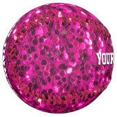 ホットピンクの輝きフェイクグリッターあなたの名前チーム ソフトボール (正面左)