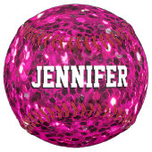 ホットピンクの輝きフェイクグリッターあなたの名前チーム ソフトボール (裏面)
