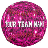 ホットピンクの輝きフェイクグリッターあなたの名前チーム ソフトボール (正面)