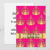 ホットピンクの金ゴールド群 招待状 (正面/裏面)