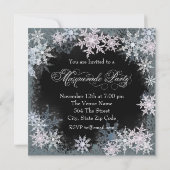 ホットピンクの雪の結晶マスカレードパーティーの招待状 招待状 (裏面)