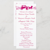 ホットピンクの馬とキャリッジ結婚式 プログラム (正面/裏面)