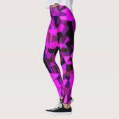 ホットピンクの黒い三角形パターンボホシックアート レギンス (左)