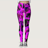ホットピンクの黒い三角形パターンボホシックアート レギンス (正面)