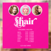 ホットピンクの3枚の写真のヘアサロン営業時間  ウィンドウサイン (シート2)