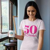ホットピンクの50歳おめでとうデザイン Tシャツ