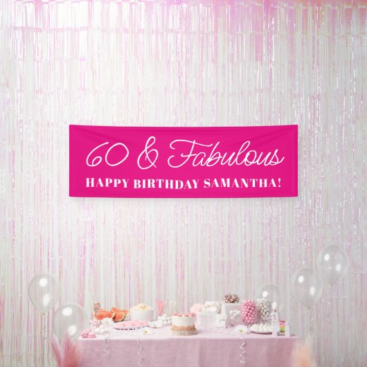 ホットピンクの60歳の誕生日おめでとう 横断幕 (パーティー)