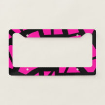 ホットピンクの「ひびの入った」デザインライセンスプレート枠