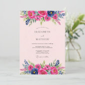 ホットピンクの lively サマーウェディング 招待状 (スタンド正面)