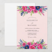 ホットピンクの lively サマーウェディング 招待状 (正面/裏面)