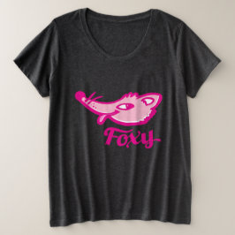 ホットピンクのfoxy cheky foxグラフィック顔 プラスサイズTシャツ