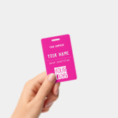 ホットピンクのQRコード&ロゴ バッジ (Handheld)