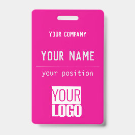ホットピンクのQRコード&ロゴ バッジ