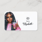 ホットピンクはっきりしたのアフリカ系アメリカ人サロンブランディング 名刺 (正面)