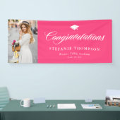 ホットピンクはっきりしたの書道写真卒業 横断幕 (トレードショー)