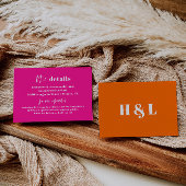 ホットピンクはっきりしたの結婚詳細カード エンクロージャーカード