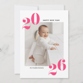 ホットピンクはっきりしたタイポグラフィ2025年新年写真 シーズンカード