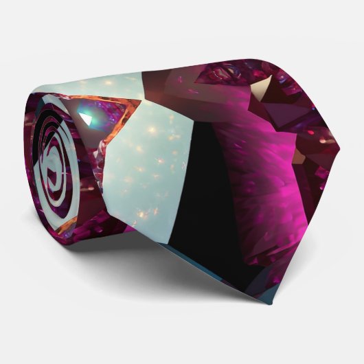 ホットピンクはっきりしたマゼンタ抽象芸術幾何学的パターン ネクタイ (ロール)