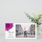 ホットピンクひまわりサンフラワーありがとうフォトカード サンキューカード (スタンド正面)