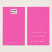ホットピンクまたは任意の色のロゴのイヤリングディスプレイカード (正面&裏面)