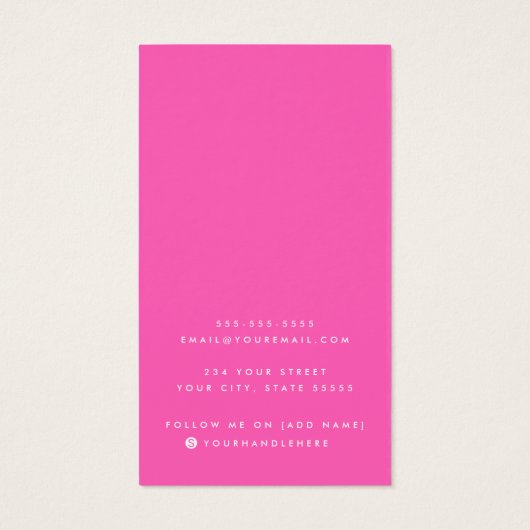 ホットピンクまたは任意の色のロゴのイヤリングディスプレイカード (裏面)