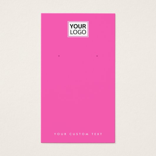 ホットピンクまたは任意の色のロゴのイヤリングディスプレイカード (正面)