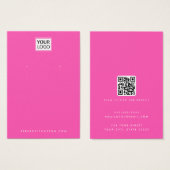 ホットピンクまたは任意の色のロゴQRイヤリングディスプレイカード (正面&裏面)