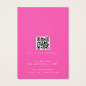 ホットピンクまたは任意の色のロゴQRイヤリングディスプレイカード (裏面)