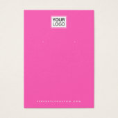 ホットピンクまたは任意の色のロゴQRイヤリングディスプレイカード (正面)