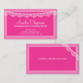 ホットピンクをバンティングした可愛いクリエイティブレース コーリングカード (正面/裏面)