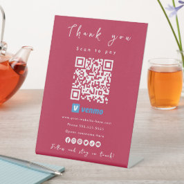 ホットピンクを支払うためにVenmo QRコードスキャンありがとう 台座サイン