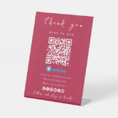 ホットピンクを支払うためにVenmo QRコードスキャンありがとう 台座サイン (正面)