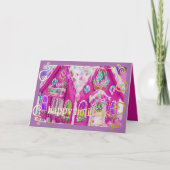 ホットピンクアイスティングガーブレッドハウスキャンディ シーズンカード (正面)