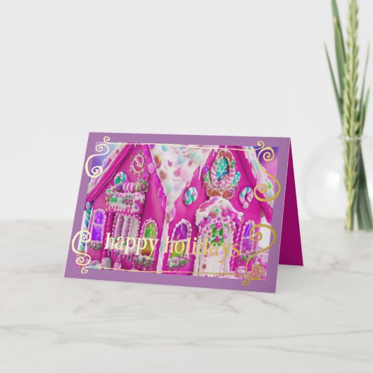 ホットピンクアイスティングガーブレッドハウスキャンディ シーズンカード (正面)