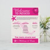 ホットピンクアイボリー結婚のメキシコ向けウェルカムレター (スタンド正面)
